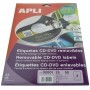 ETIQUETAS ADH.IMPR.APLI A4 MULTIMED.CD-DVD MEGA BLISTER 25h REMOVIBLE MATE Ø ext.117 e int.18 mm 50 uds