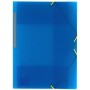 Carpeta 3 solapas de Polipropileno con gomas, color azul, tamaño Folio