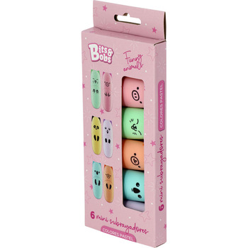 Pack 6 Minisubrayadores pastel Funny animals B&B